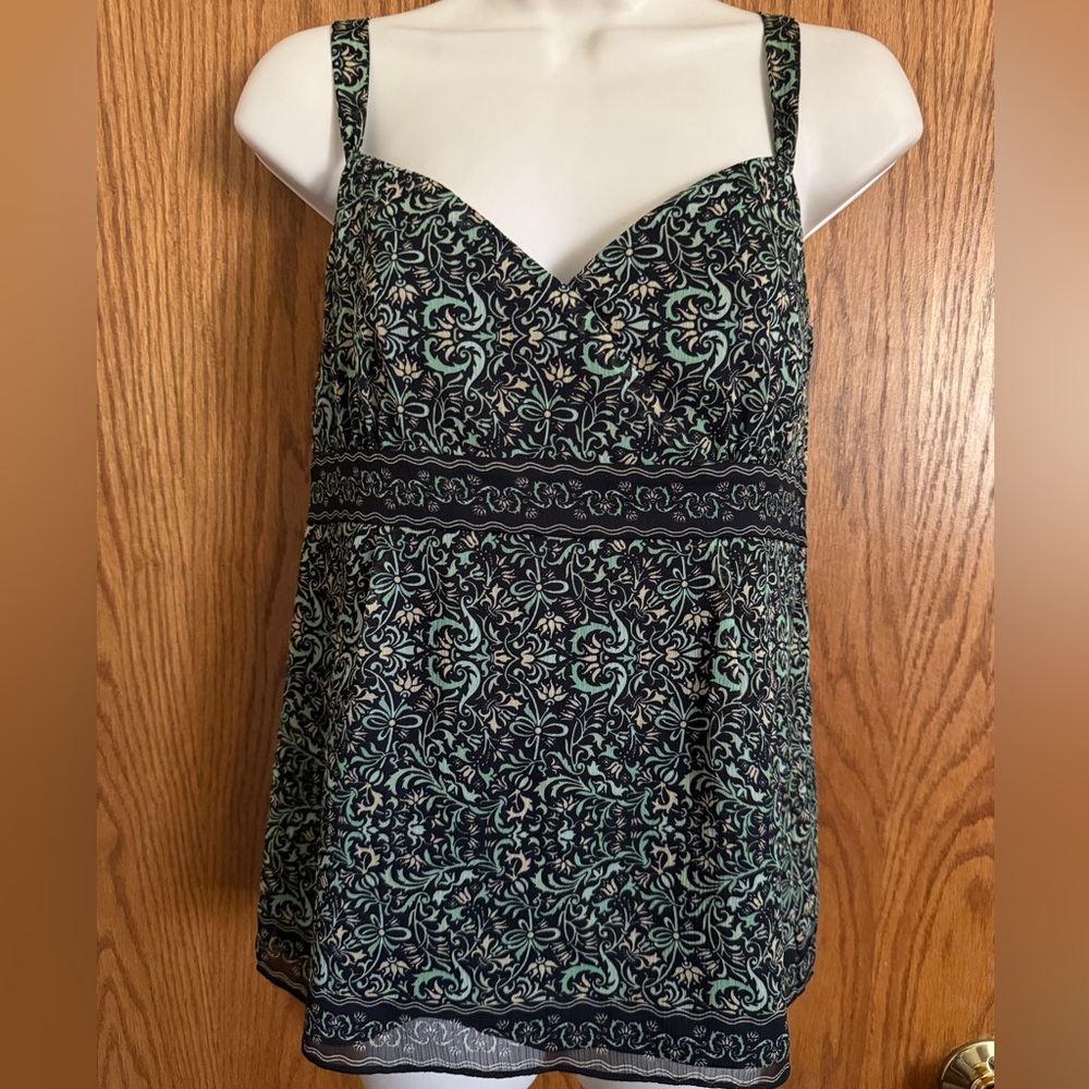 Antonio Melani Floral Tank Top Lined Spaghetti Straps Side Zip Women's Sz 4 NWT